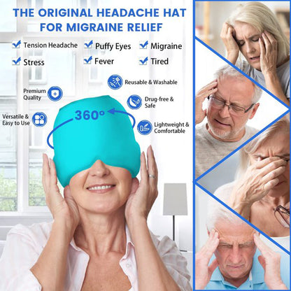 Migraine Relief Gel Cap or Hat, Hot And Cold Therapy for Headache and Migraine Pain Relief