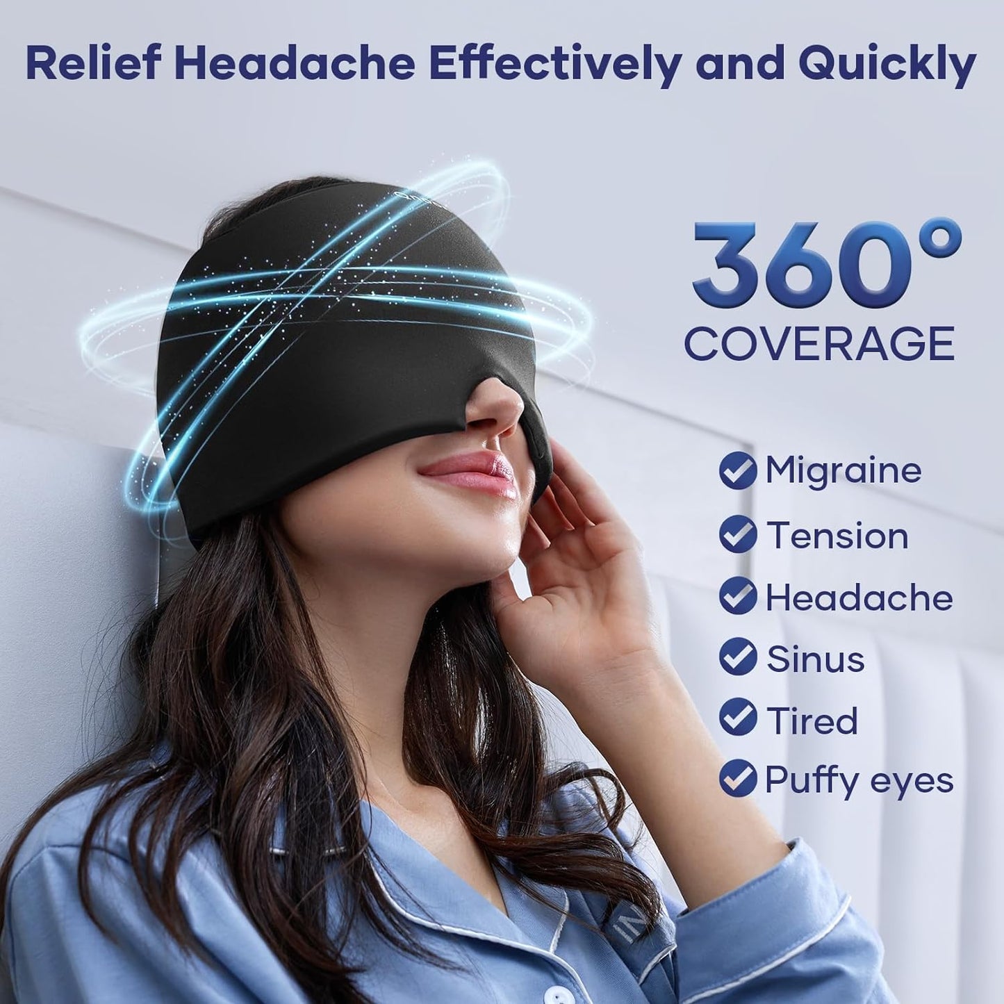 Migraine Relief Gel Cap or Hat, Hot And Cold Therapy for Headache and Migraine Pain Relief