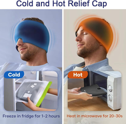 Migraine Relief Gel Cap or Hat, Hot And Cold Therapy for Headache and Migraine Pain Relief