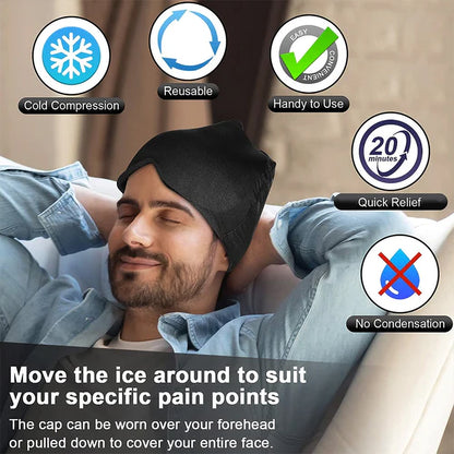 Migraine Relief Gel Cap or Hat, Hot And Cold Therapy for Headache and Migraine Pain Relief
