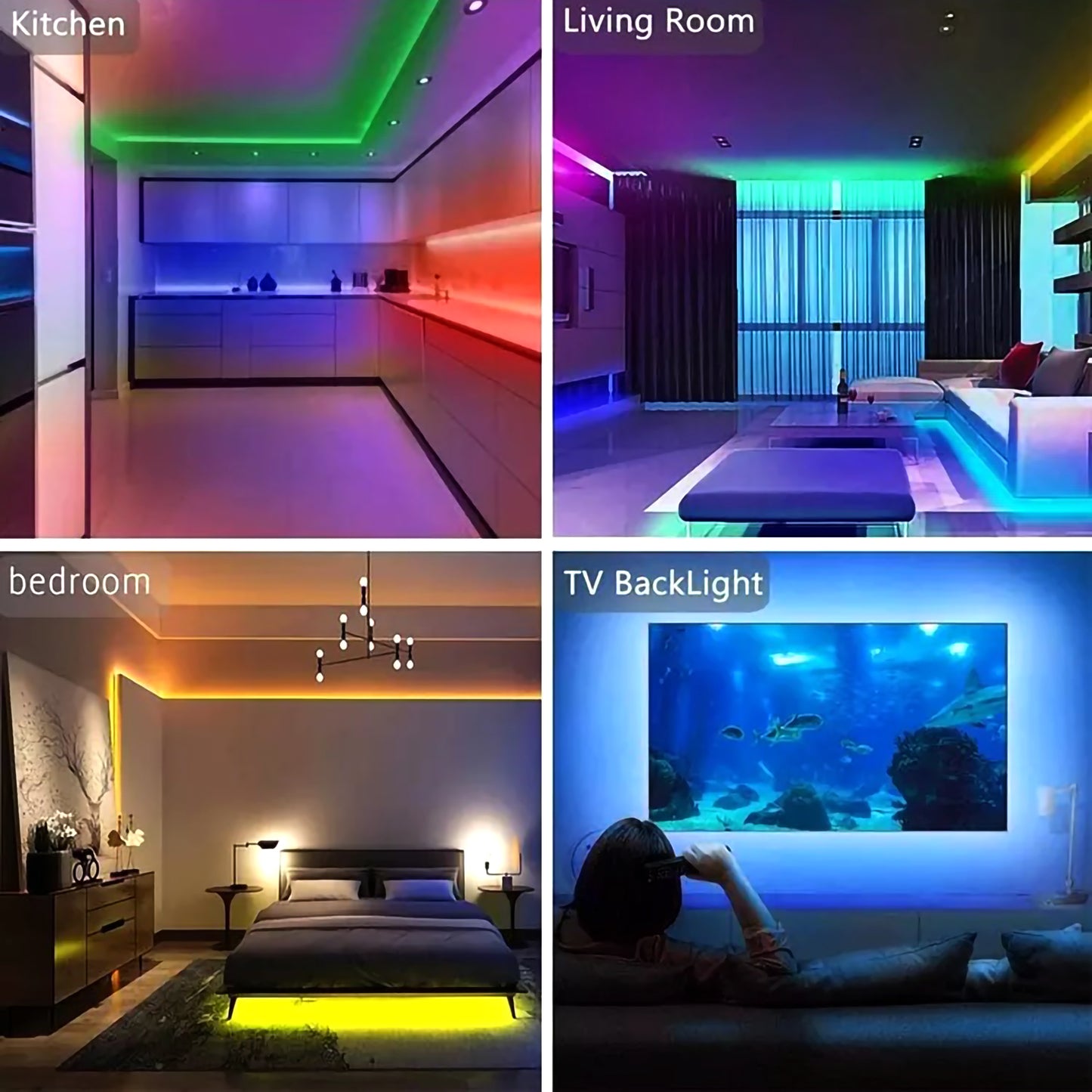 RGB LED Strip Lights Self-Adhesive Waterproof Color Changing Remote Control 2835 LED